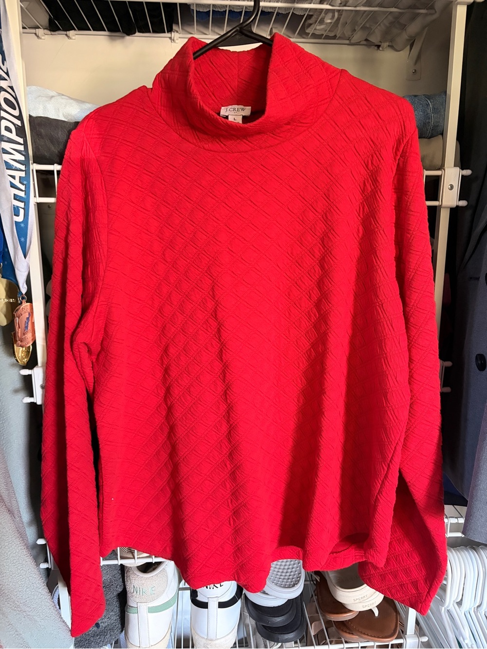 J. Crew Women’s Red Textured Turtleneck Sweater